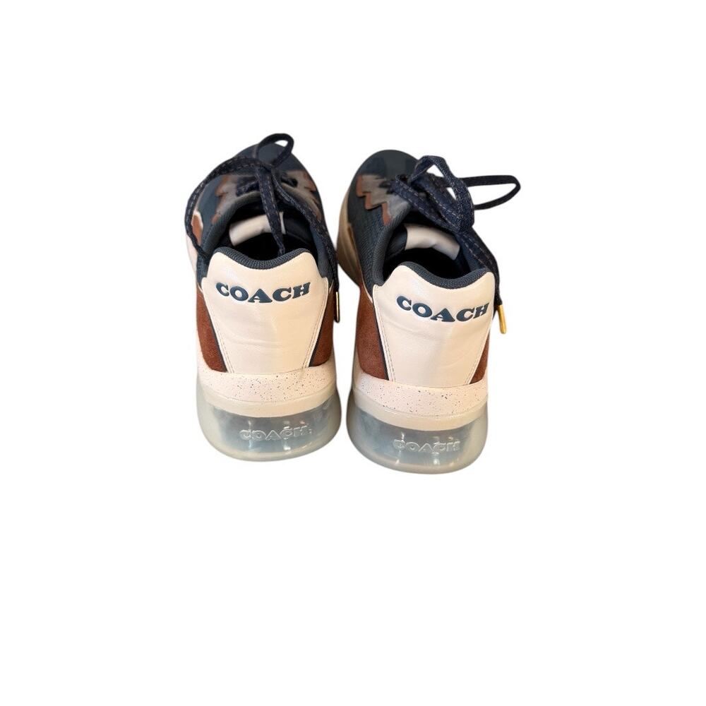 COACH Men’s Tech Runner Sneakers - Blue/Brown Suede - Picture 5 of 10